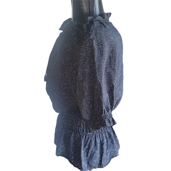 Alice Blue Short Sleeve Polka Dot Top In Black and White L - Picture 5 of 7